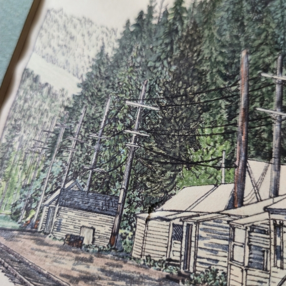 Ron Wiebe XL "East Portal" Framed PNW Railroad Art Print Vintage Train Station - Picture 8 of 9